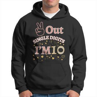 Out Single Digits I'm 10 Cool Rose Pink 10Th Birthday Party Hoodie - Thegiftio UK