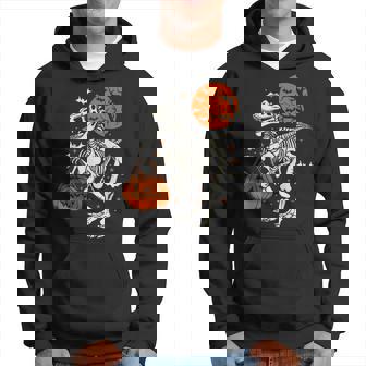 Skeleton Dinosaur Trex Pumpkin Moon Halloween Costume Hoodie - Thegiftio UK