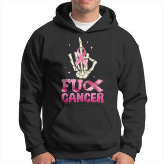 Skeleton Hand Fuck Cancer Breast Cancer Awareness Warrior Hoodie - Thegiftio UK