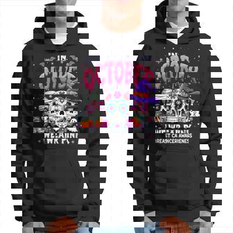 Skeleton In October We Wear Pink Breast Cancer Awareness Hoodie | Mazezy