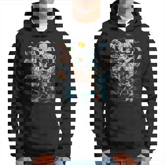 Skeleton Riding Mummy Pumpkin T Rex Dinosaur Halloween Hoodie - Thegiftio UK