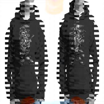 Skeleton Rocker With Guitar Skeleton Playing Guitar Hoodie | Seseable UK