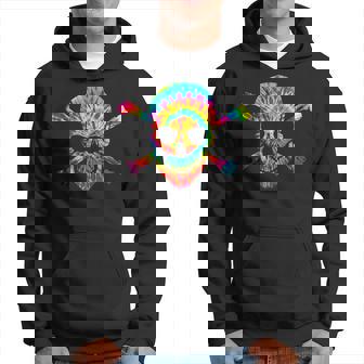 Skull Crossbones Skeleton Colorful Graphic Tie Dye Hoodie - Thegiftio
