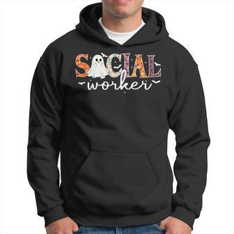 Social Worker Halloween Retro Ghost Halloween Social Worker Hoodie - Thegiftio UK