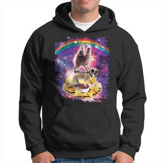 Space Cat Lama Pug Riding Nachos Kapuzenpullover - Seseable