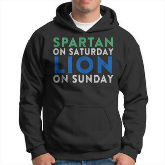 Spartan On Saturday Lion On Sunday Detroit Vintage Hoodie - Thegiftio UK