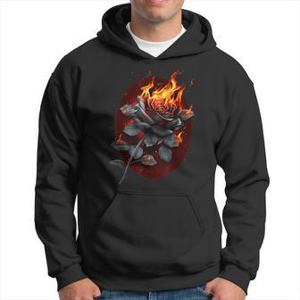 Spiral Original Flaming Rose Gothic Rose Hoodie - Thegiftio UK