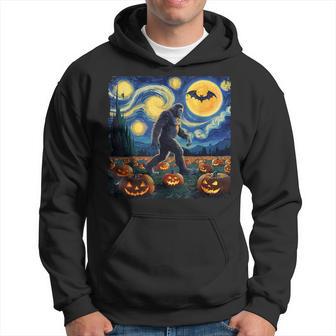 Spooky Halloween Bigfoot Starry Night Van Gogh Hoodie - Thegiftio UK