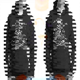 Spooky Skeleton Playing Video Games Halloween Day Gamer Hoodie - Monsterry