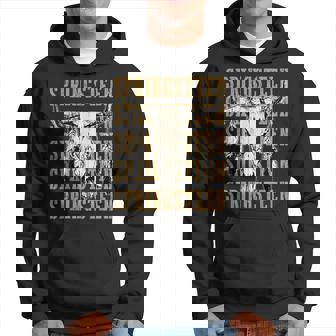 Graphic Springsn Proud Last Name Vintage Retro Bull-Skull Hoodie | Seseable UK