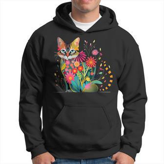 Stunning Cat In Wildflowers Cottagecore Aesthetic Cat Lover Hoodie - Thegiftio UK