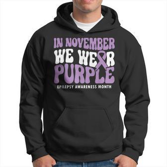 Support Squad Epilepsy Awareness In November We Wear Purple Hoodie - Thegiftio UK