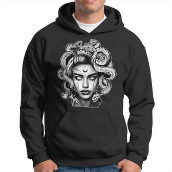 Tattooed Medusa Greek Mythology Blackwork Hoodie - Thegiftio UK