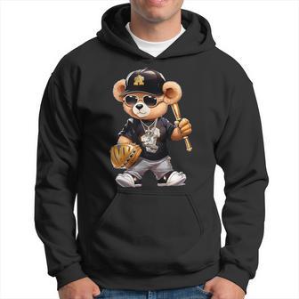 Teddy Fashion Bear Stylish Baseball Player Sport Hoodie - Thegiftio UK