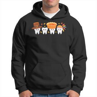 Thanksgiving Dental Tooth Characters Dentist Cute Turkey Hoodie - Thegiftio UK