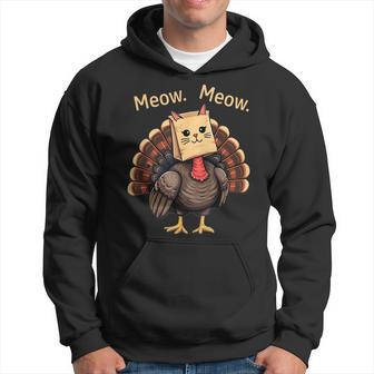 Thanksgiving Turkey Cat Meow Boys Thanksgiving Hoodie - Thegiftio UK