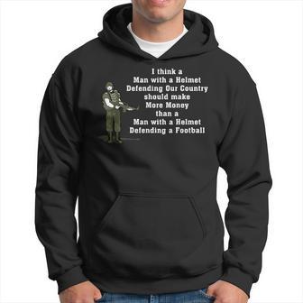 I Think Man With A Helmet Defending Our Country Soldier Hoodie - Thegiftio UK