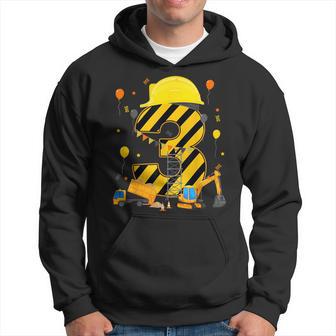Three 3Yr 3Rd Birthday Construction Vehicles 3 Year Old Hoodie - Thegiftio UK