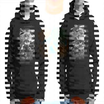 Three Racoons Howling The Moon Raccoon Hoodie | Mazezy