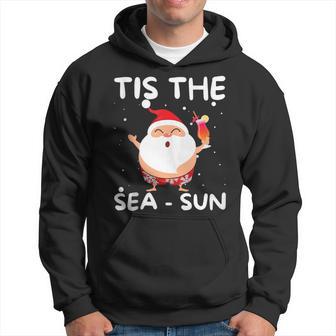 Tis The Sea Sun Santa Christmas In July Santa Summer Hoodie - Thegiftio UK
