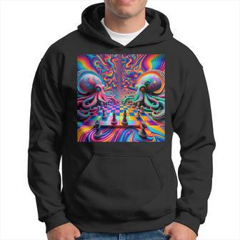 Trippy Octopus Alien Chess Battle Edm Music Rave Festival Hoodie - Monsterry