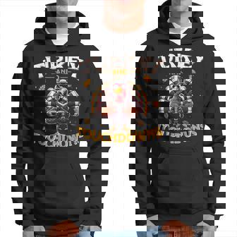 Turkey And Touchdowns Football Thanksgiving Boys Hoodie | Mazezy
