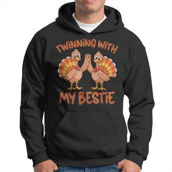 Twinning With My Bestie Thanksgiving Turkey Cute Twin Day Hoodie | Seseable UK