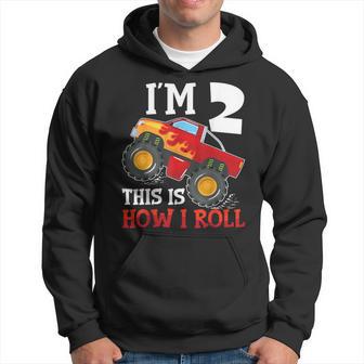 Two 2Yr 2Nd Birthday Monster Truck Boy 2 Years Old Hoodie - Thegiftio UK