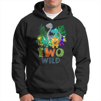 Two Wild Two Rex Dinosaur T-Rex Boy 2Nd Birthday 2 Year Old Hoodie - Thegiftio UK
