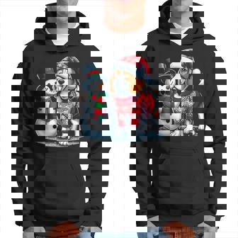 Ugly Christmas Sweater Beagle Beside A Snowman Hoodie - Monsterry