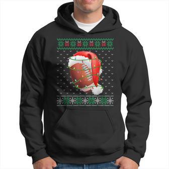 Ugly Sweater Christmas Pajama Football Xmas Lights Sport Hoodie - Thegiftio UK
