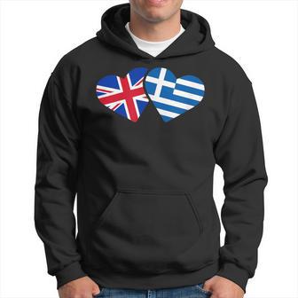Uk Greece Flag T Heart British Greek Love Cute Hoodie - Thegiftio UK