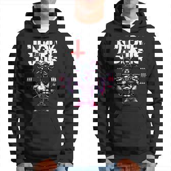 Unholy Gains Satanic Workout Devil Worship Goat Deadlift Gym Hoodie - Monsterry