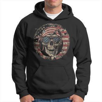 Usa American Flag Skull Skeleton Vintage 4Th Of July Hoodie - Thegiftio UK