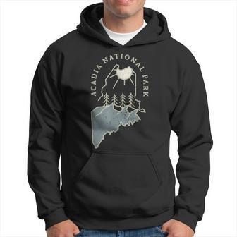 Vintage Acadia National Park Nature Inside Maine State Map Hoodie - Thegiftio UK