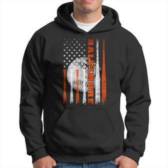 Vintage Baltimore Maryland American Flag Baseball Weathered Hoodie - Thegiftio UK