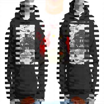 Vintage Cat Eating Ramen Japanese Cat Noodles Hoodie - Thegiftio