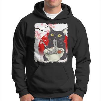 Vintage Cat Eating Ramen Japanese Cat Noodles Hoodie - Thegiftio UK