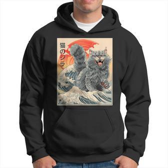 Vintage Catzilla Cat Japanese Art Cat Lover Hoodie - Thegiftio UK