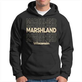 Vintage Marshland Wisconsin Repeating Text Hoodie - Monsterry