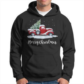 Vintage Merry Christmas Red Truck Old Fashioned Christmas Hoodie - Thegiftio UK