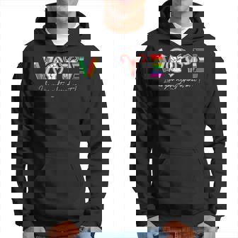 Vote Books Fist Uterus Lgtbq Flag Retro Pro Choice Liberal Hoodie - Thegiftio UK