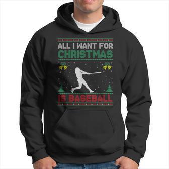 All I Want For Christmas Is Baseball Ugly Sweater Hoodie - Thegiftio UK