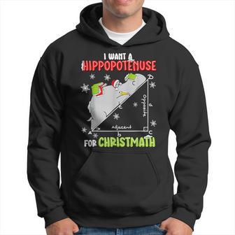 I Want A Hippopotenuse For Christmas Math Lover Hippopotamus Hoodie - Thegiftio UK