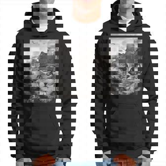 War Cat In The Battlefield Kitten Soldier Selfie In Battle Hoodie - Thegiftio