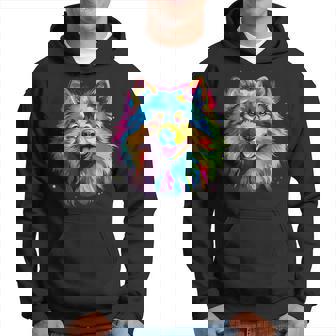 Watercolor Colorful Keeshond Dog Hoodie | Seseable UK