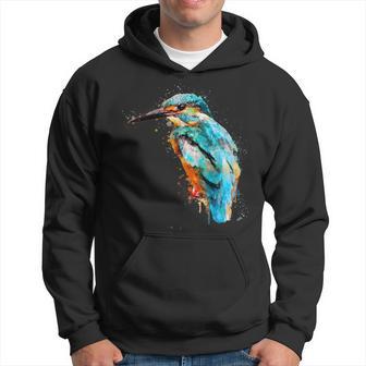 Watercolour Kingfisher Bird Artsy Artistic Painting Wildlife Hoodie - Thegiftio UK