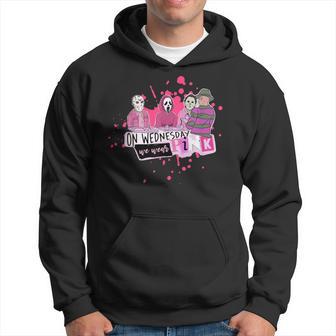 Weds We Wear Pink Horror Villain Halloween Oct Spooky Fun Hoodie - Thegiftio UK