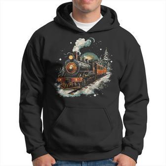 Weihnachtszugintage Dampflokomotive Retro Zug Leiter Kapuzenpullover - Geschenkecke