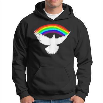 Weiße Friedenstaube Mit Regenbogen Kapuzenpullover - Geschenkecke